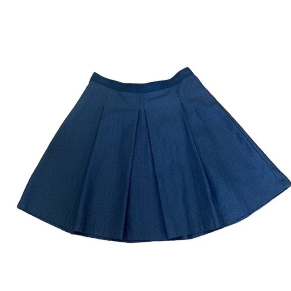Anthropologie Beatrice B Skirt Pleated Navy Schoolgirl Made in Italy Knee Length